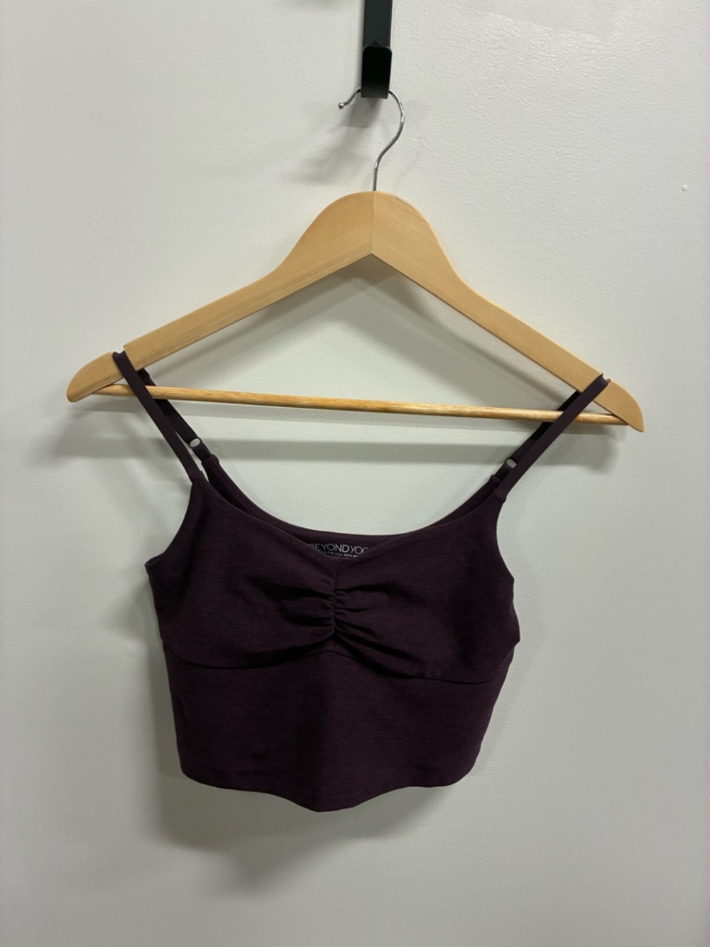 Beyond Yoga Plum Ruched Cropped Tank